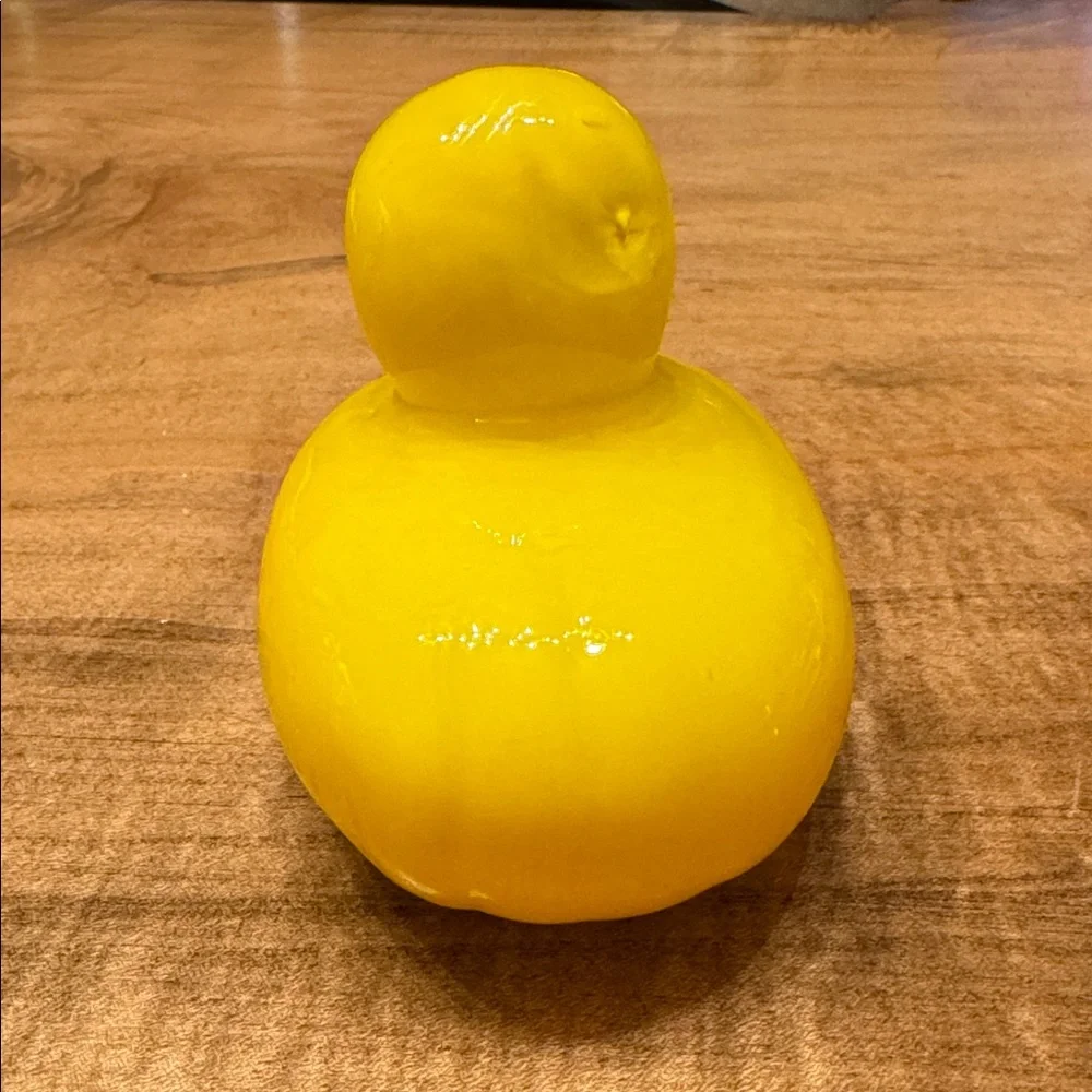 Hand Blown Glass Duck MCM Jeepers Baby Announcement Decorative Yellow Ducky